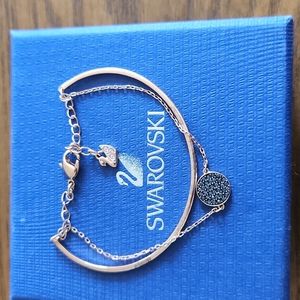 Swarovski Ginger Bangle Gray, Rose gold-tone plated